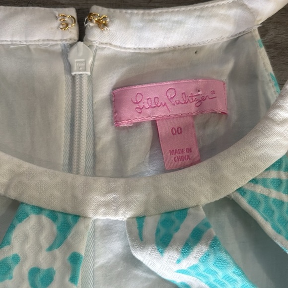 Lilly Pulitzer Pearl Shift Shorely Blue Pick Up Lines Floral Halter Dress Sz 00 - Picture 6 of 8